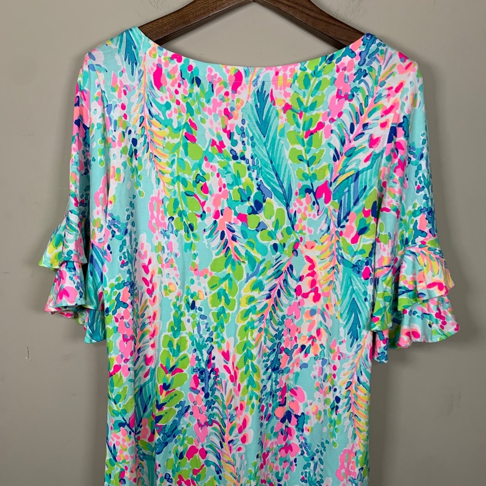 Lilly Pulitzer Lula Dress "Catch the Wave" Print Size Large Preppy Colorful - Picture 11 of 11